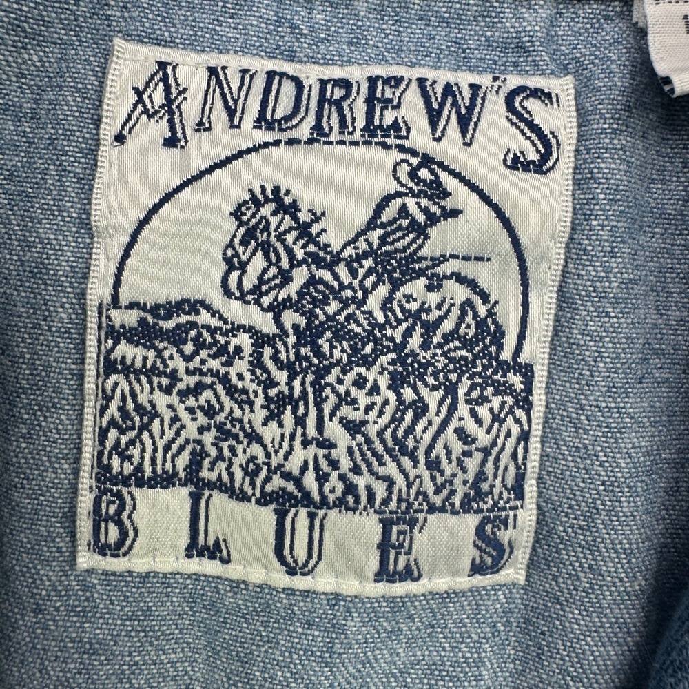 Vintage Andrews Blues Vest Women L Denim Raw Hem Trucker Cowboy Button Up - Picture 6 of 8